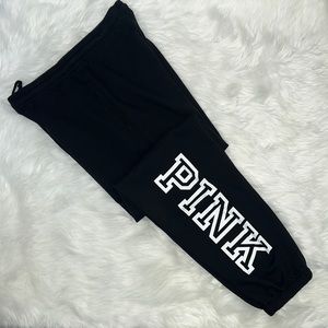 PINK EDL Everyday Lounge Campus pant BLACK block print XS EXTRA SMALL